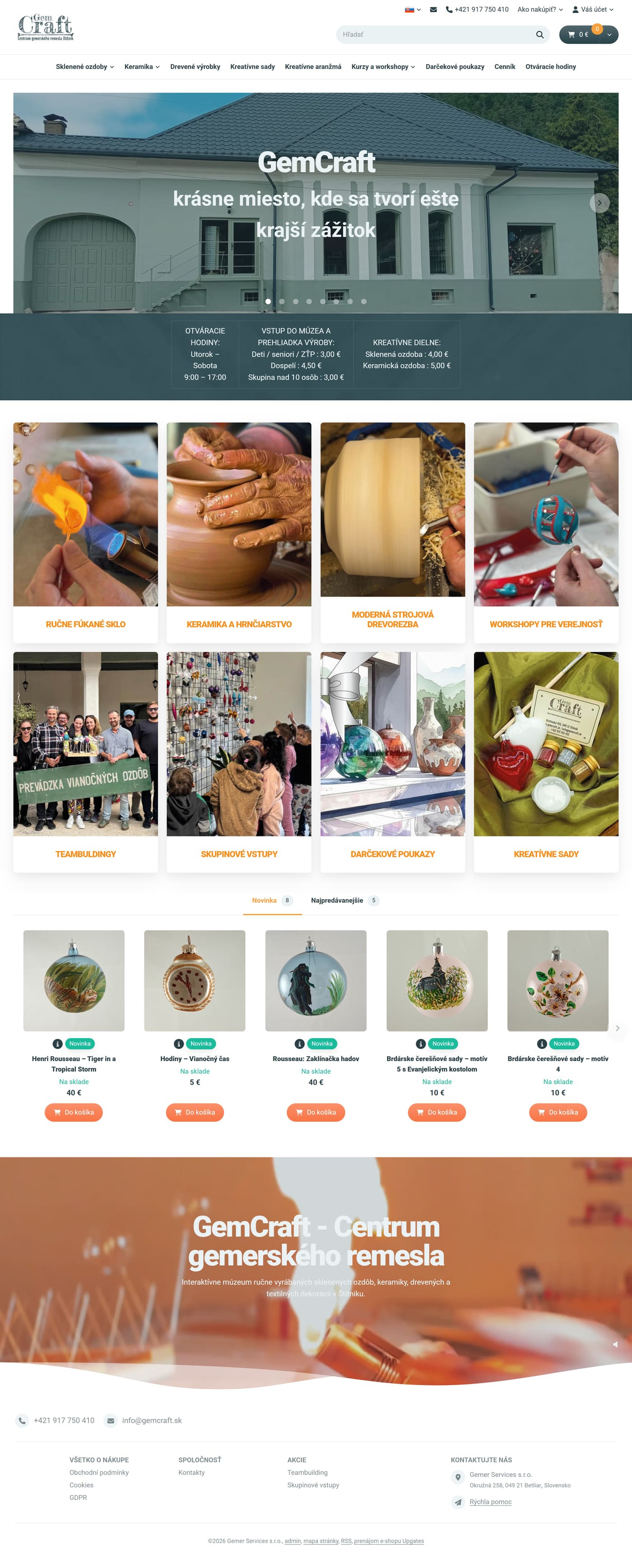 GemCraft Štítnik — Full homepage — catalogue, museum, pricing