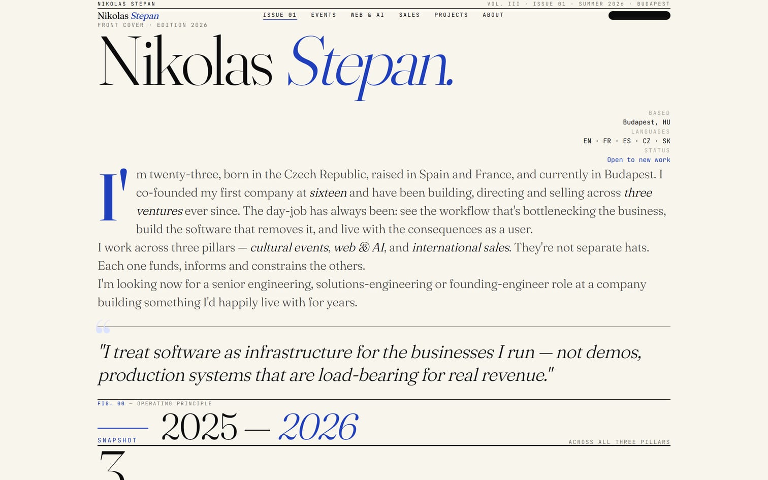 Nikolas Stepan — nikolasstepan.com — founder