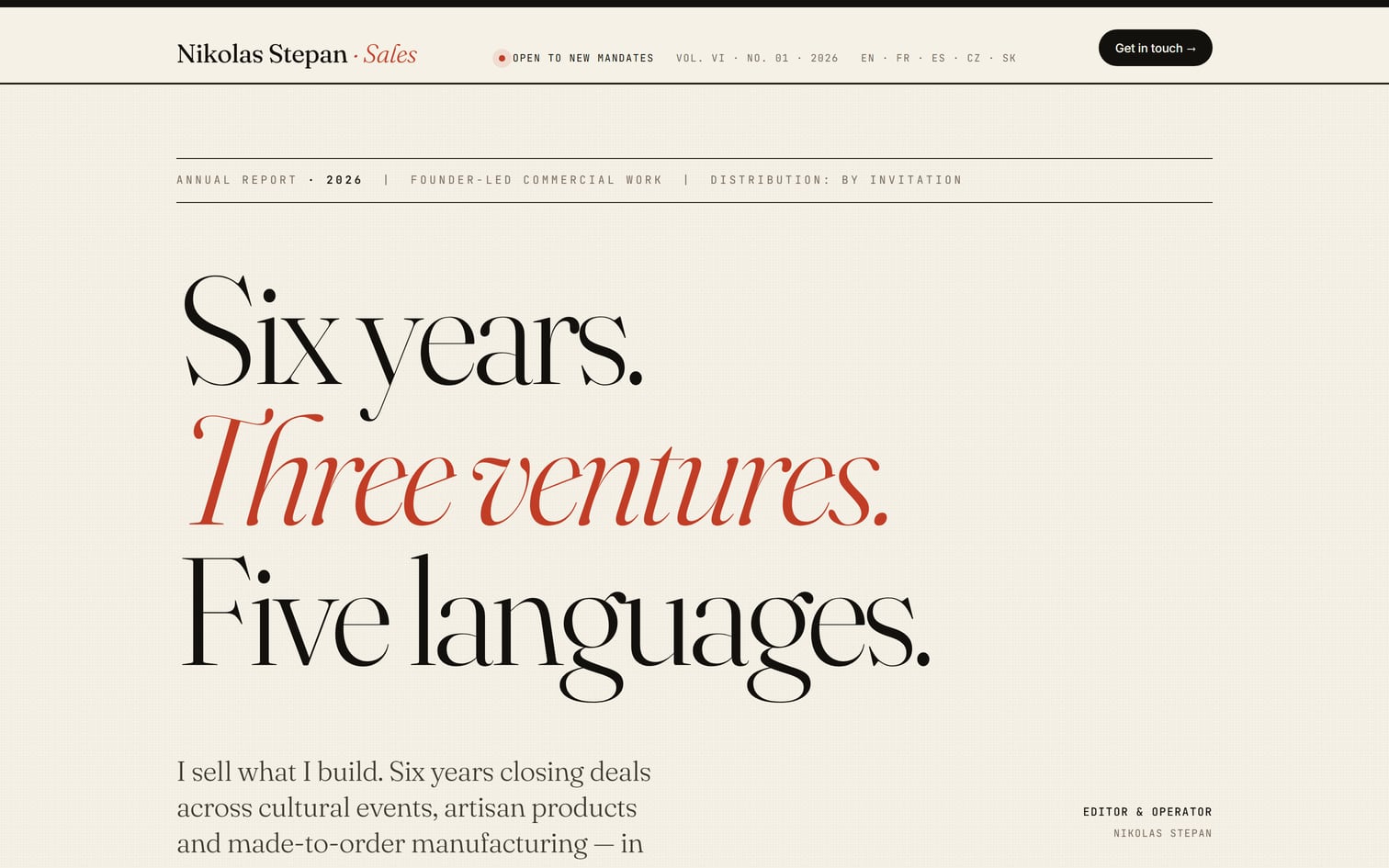 Nikolas Stepan — sales. — annual report